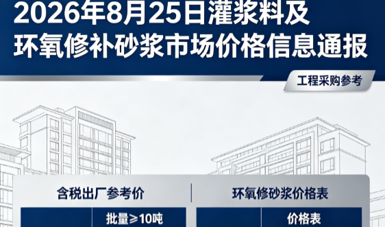 柞水2026年8月25日灌浆料及环氧修补砂浆市场价格信息通报